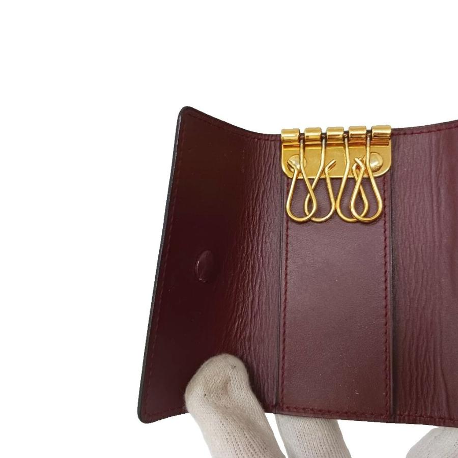 Cartier カルティエ マストライン 4連キーケース　新品 Cartier（カルティエ） マストライン キーケース レザー ロゴ 4連 赤紫