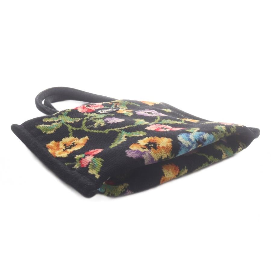 【美品・冊子付】フェイラー FEILER ハンドバッグ 花柄 シュニール織 黒 フェイラー FEILER ハンドバッグ 花柄 シュニール織 ロゴ 黒 ブラック