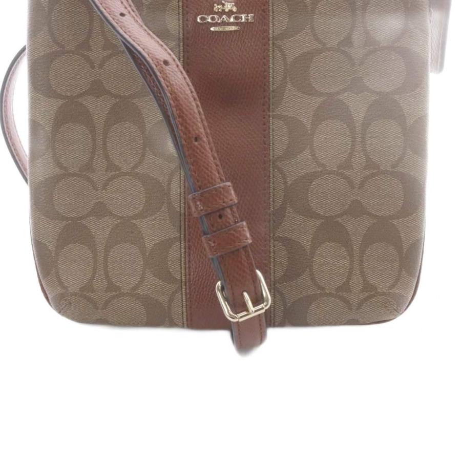 美品 コーチ ショルダーバッグ ブリン シグネチャー PVC レザー 茶 COACH（コーチ） ショルダーバッグ レザー PVC シグネチャー ロゴ 茶色