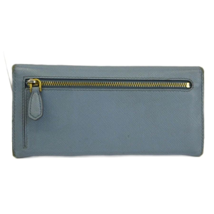 美品 ✨ プラダ 長財布 サフィアーノ 三角ロゴ ブルー ラウンドジップ PRADA（プラダ） 長財布 二つ折り サフィアーノレザー 三角ロゴ