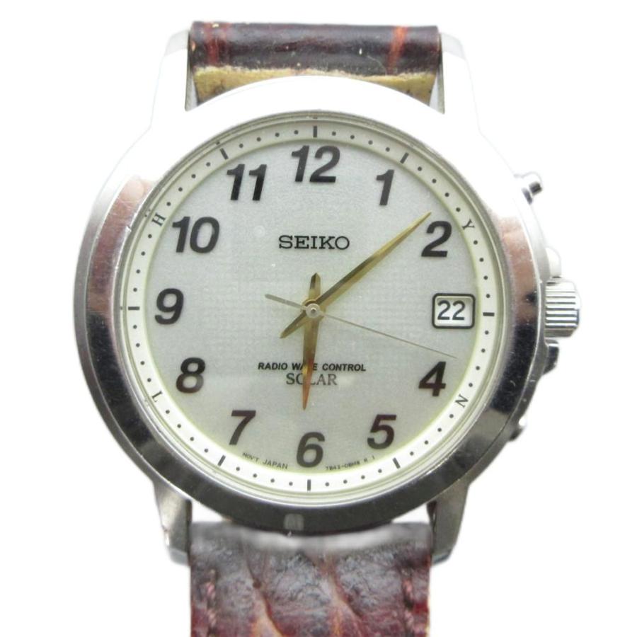 SEIKO セイコー 電波ソーラー メンズ腕時計 7B42-0AS0 稼働品 セイコー SEIKO 7B42-0AS0 腕時計 ウォッチ 電波ソーラー レザーベルト