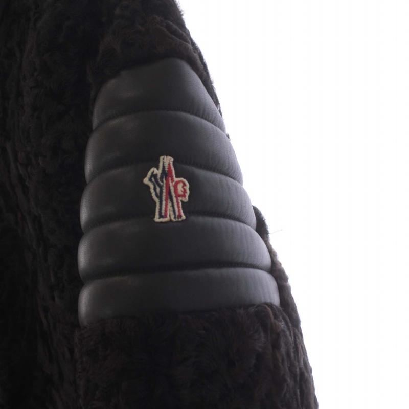 モンクレール MONCLER GRENOBLE 16AW FOURGS ダウンジャケット ラムレザー カラクルラムファー 切替 ジップアップ 2 M 茶 ダークブラウン｜vectorpremium｜05