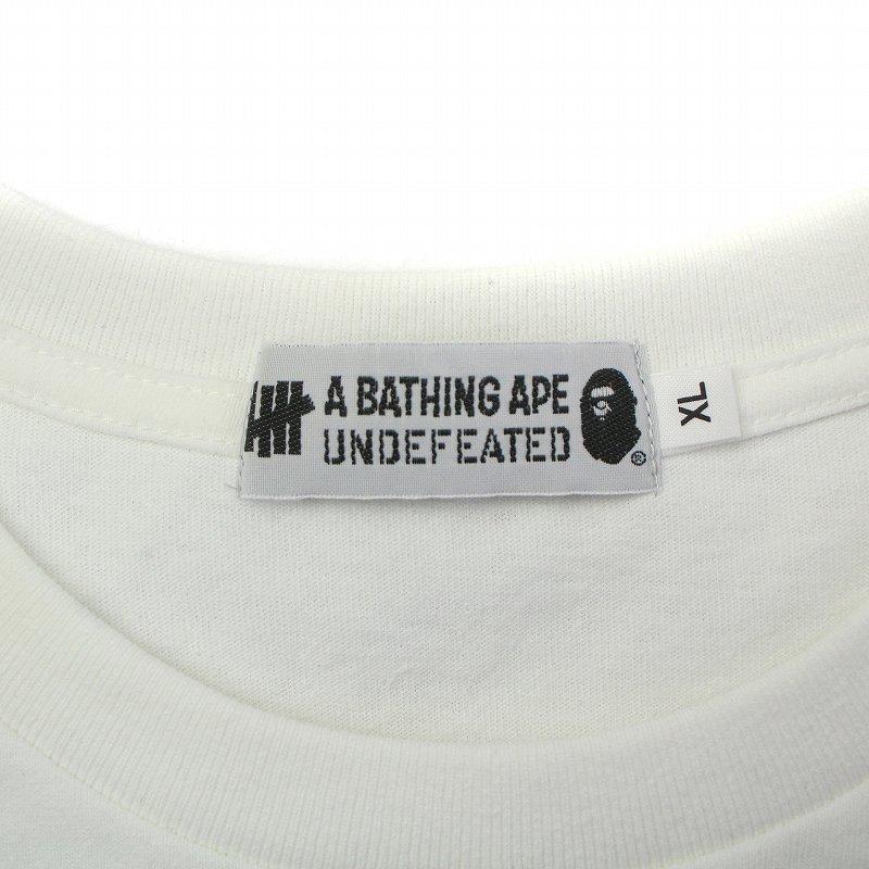 A BATHING APE × UNDEFEATED COLLEGE TEE カレッジ Tシャツ カットソー 半袖 ロゴ プリント 迷彩 カモフラ 天竺 XL 白｜vectorpremium｜03