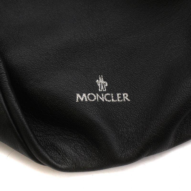 モンクレール MONCLER KINLY BORSA リュックサック ショルダーバッグ バックパック ナップサック 巾着 レザー ロゴ 黒｜vectorpremium｜08