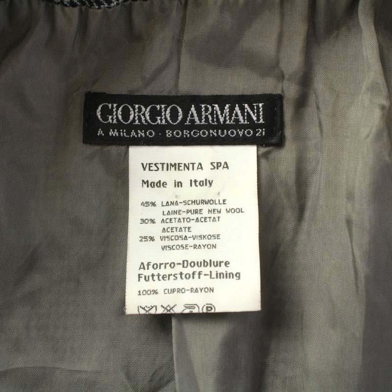 ジョルジオアルマーニ GIORGIO ARMANI BORGONUOVO21 テーラードジャケット ウール混 ロング 肩パッド 総裏地 千鳥柄 総柄 38 M 黒｜vectorpremium｜06