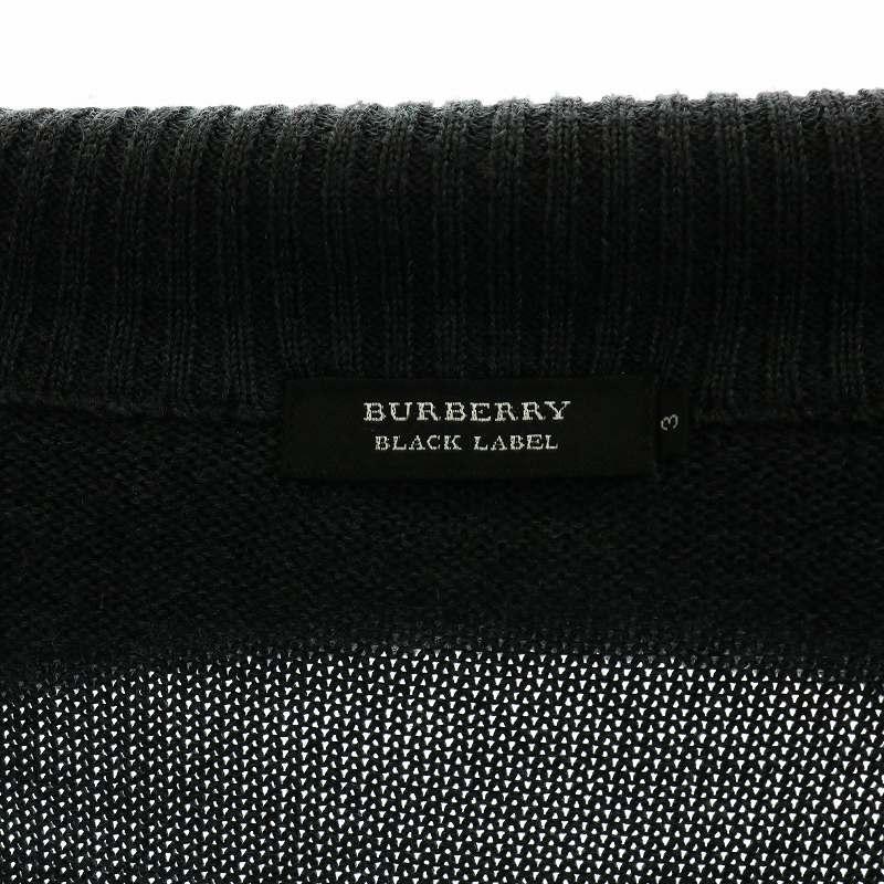 BURBERRY BLACK LABEL リブニットジャケット ジップアップ 長袖 スタンドカラー ロゴ ノバチェック 3 L ダークグレー BMT14-116-07｜vectorpremium｜04