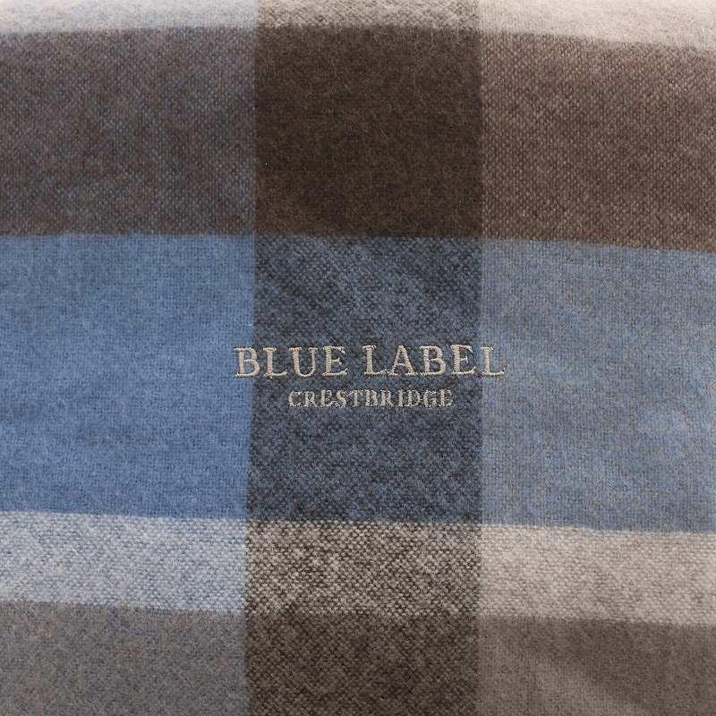ブルーレーベルクレストブリッジ BLUE LABEL CRESTBRIDGE マフラー カシミヤ ロゴ刺繍 チェック フリンジ 青 ブルー グレー｜vectorpremium｜05