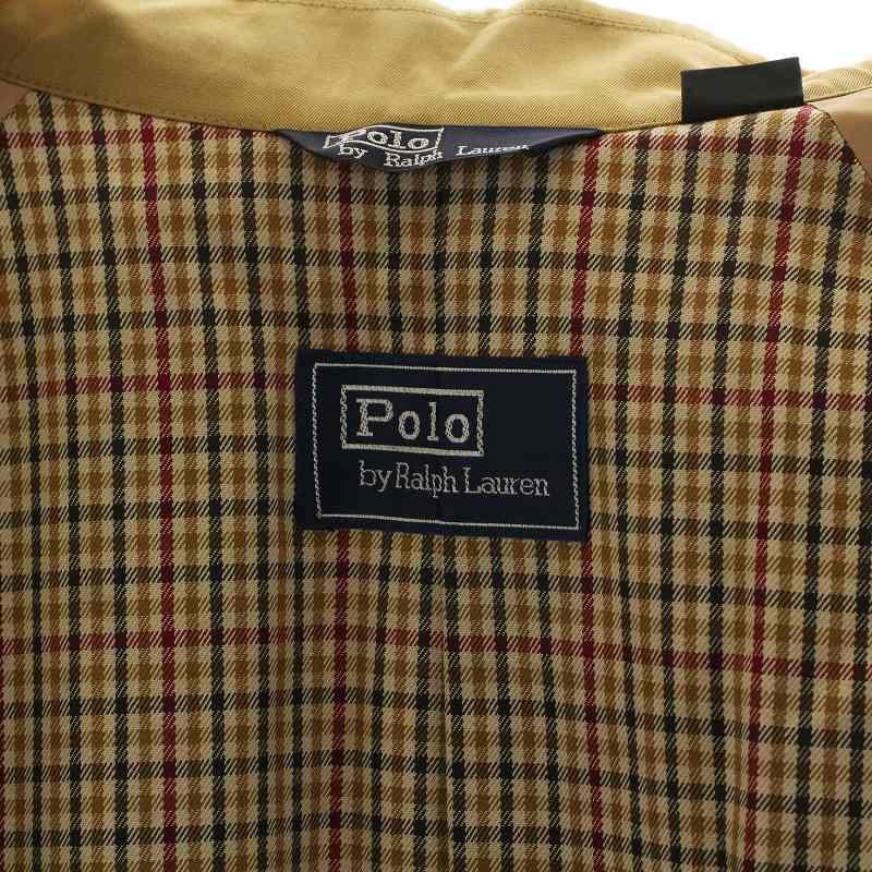 Polo by Ralph Lauren ヴィンテージ ステンカラーコート ロング 長袖 比翼ボタン 裏地ノバチェック柄 ネーム刺繍あり A4 茶｜vectorpremium｜04