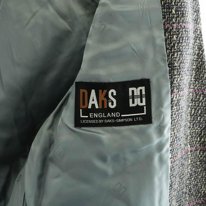 ダックス DAKS スーツ セットアップ 上下 ヴィンテージ チェック柄 ツイード ノーカラージャケット ロングスカート 11 L 66-92 グレー｜vectorpremium｜03