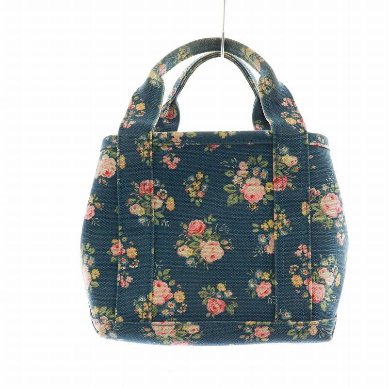 キャスキッドソン Cath Kidston ミニトートバッグ ハンド デニム調 キャンバス 花柄 ロゴ 青 ブルー マルチカラー レディース｜vectorpremium｜02