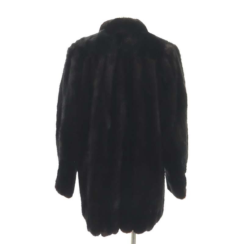 ミンクファーコートロングリアルファー毛皮コート11ダークブラウン