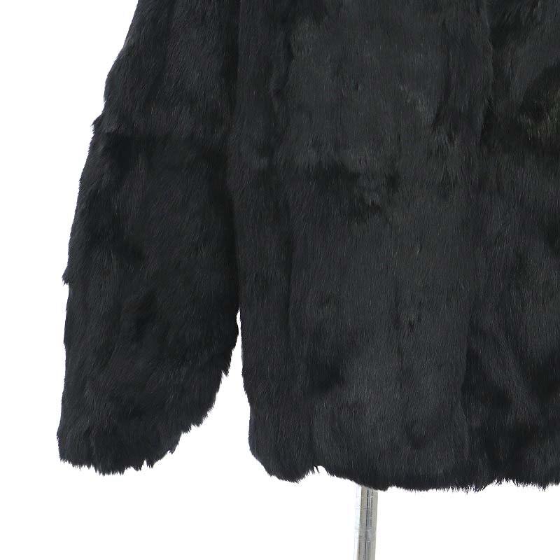 毛皮 ラビットファー コート ハーフ ショート アウター F 黒 ブラック