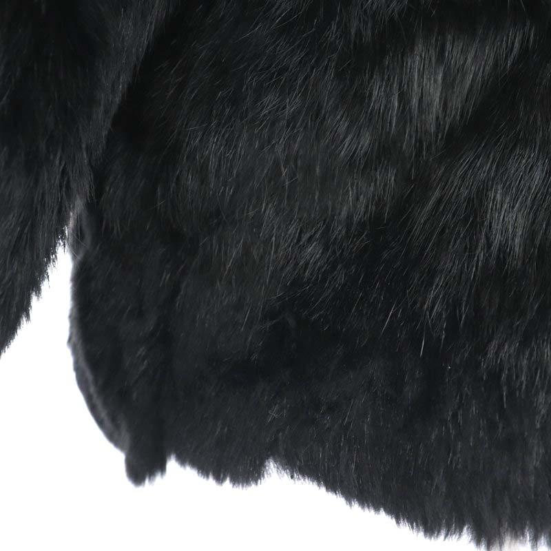 毛皮 ラビットファー コート ハーフ ショート アウター F 黒 ブラック