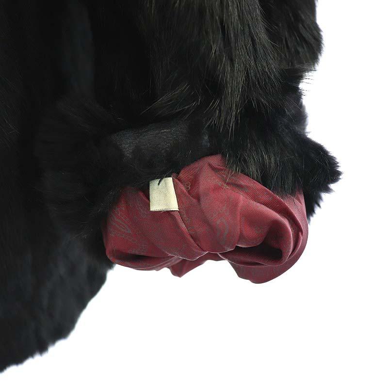 毛皮 ラビットファー コート ハーフ ショート アウター F 黒 ブラック