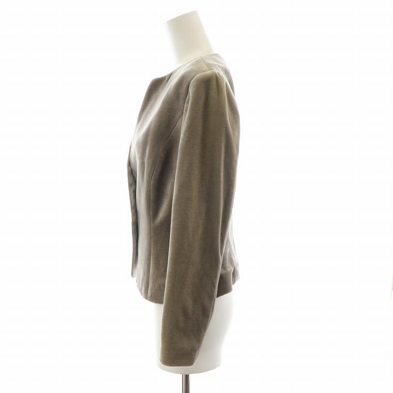 アナイ ANAYI ノーカラー ジャケット ベロア 36 S グレー □GY03 /MW 