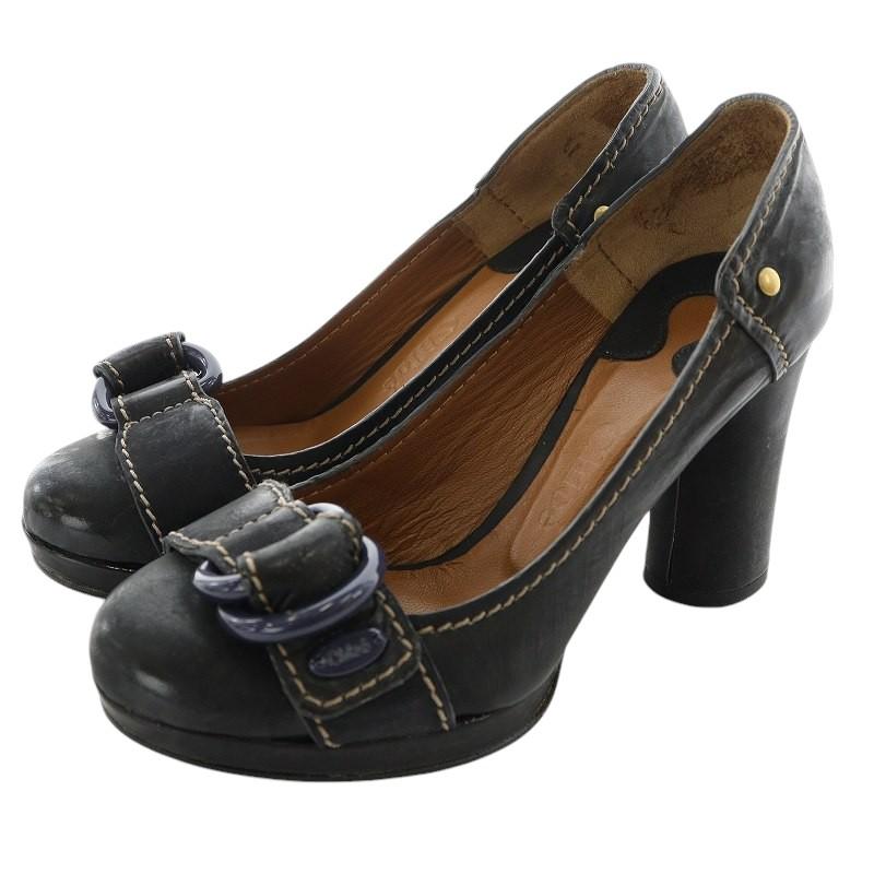 クロエ CHLOE パンプス ハイヒール チャンキーヒール ラウンドトゥ  