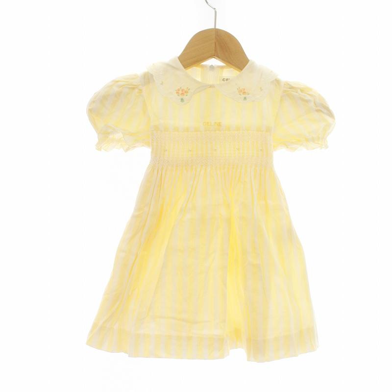 CELINE セリーヌ ロングワンピース パフスリーブ ストライプ 半袖 ロゴ  