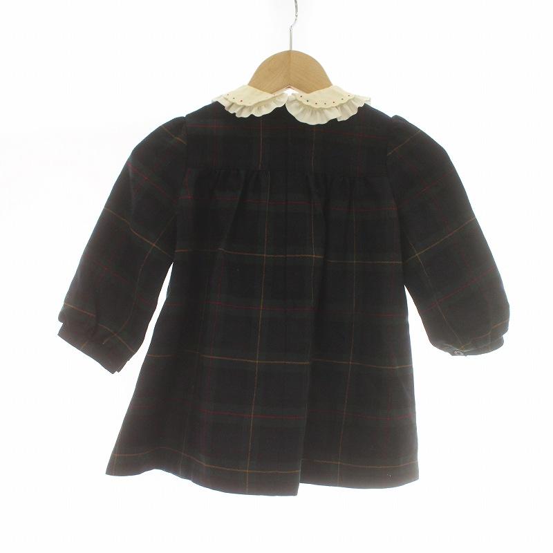 CELINE（セリーヌ） ロングワンピース 長袖 チェック柄 フリル ロゴ