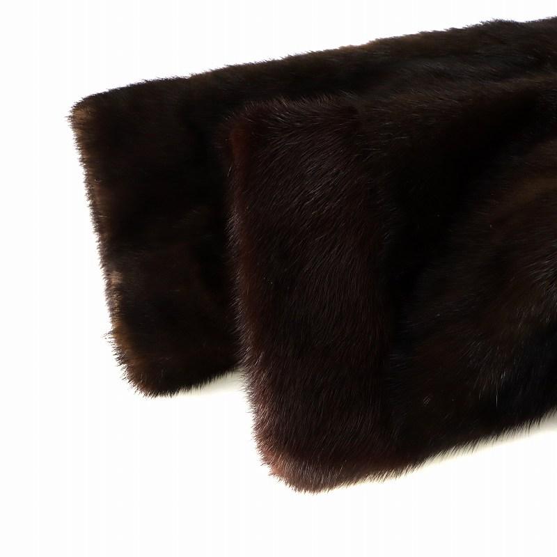 【中古】メイシーズ Macy's 毛皮コート ミドル 長袖 ミンクファー 総裏地 裏地刺繍 ネーム刺繍入り 茶 ブラウン メイシーズ Macy's 毛皮コート ミドル 長袖 ミンクファー 総裏地 裏地