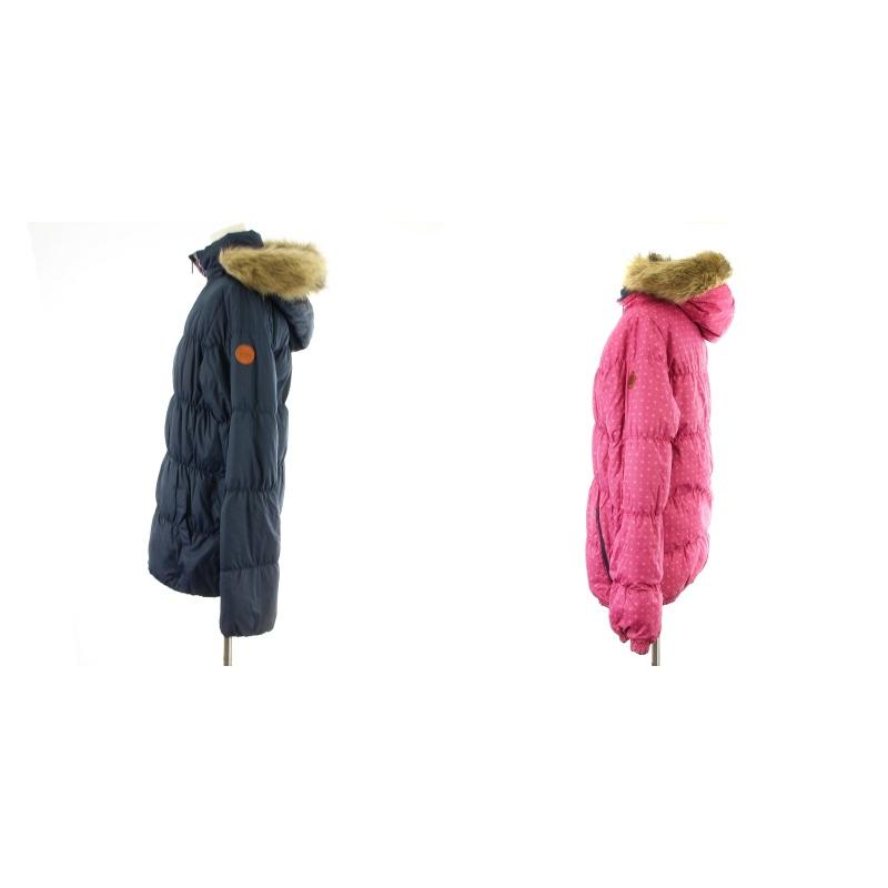 ロキシー ROXY リバーシブル ダウンジャケット フェイクファー L 紺