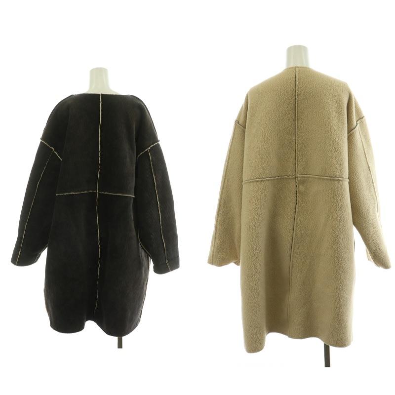 UNITED ARROWS ノーカラー ベルスリーブ コート ウール カシミア