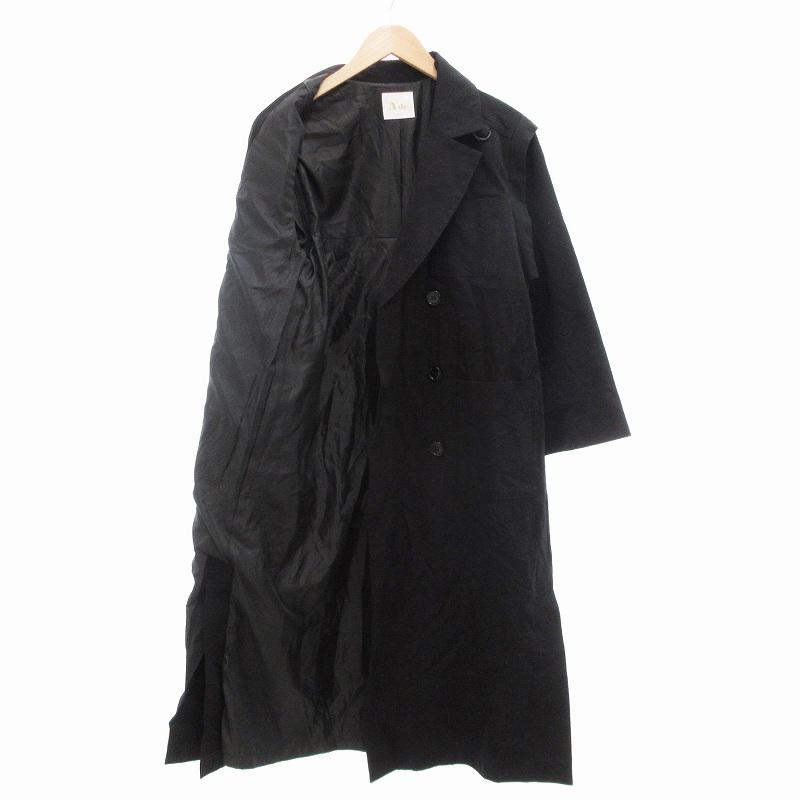 アデ Ade トレンチコート ジレ 2WAY オーバーシルエット ロング丈 M 黒