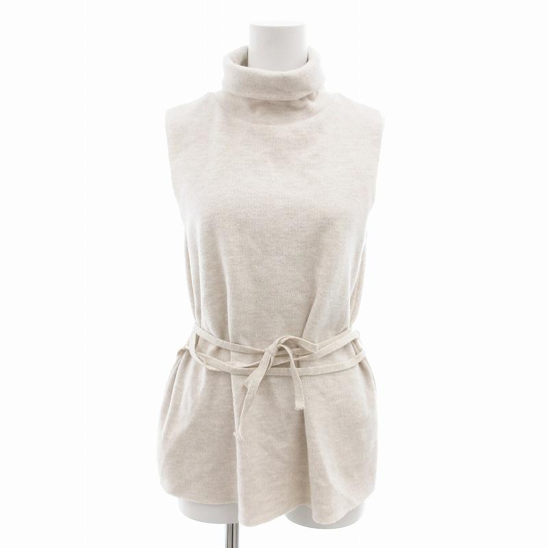 CHANEL クリーム色 タートルネック ノースリーブ 丈58cm CHANEL - 美品 シャネル ココマーク ベスト ノースリーブニット