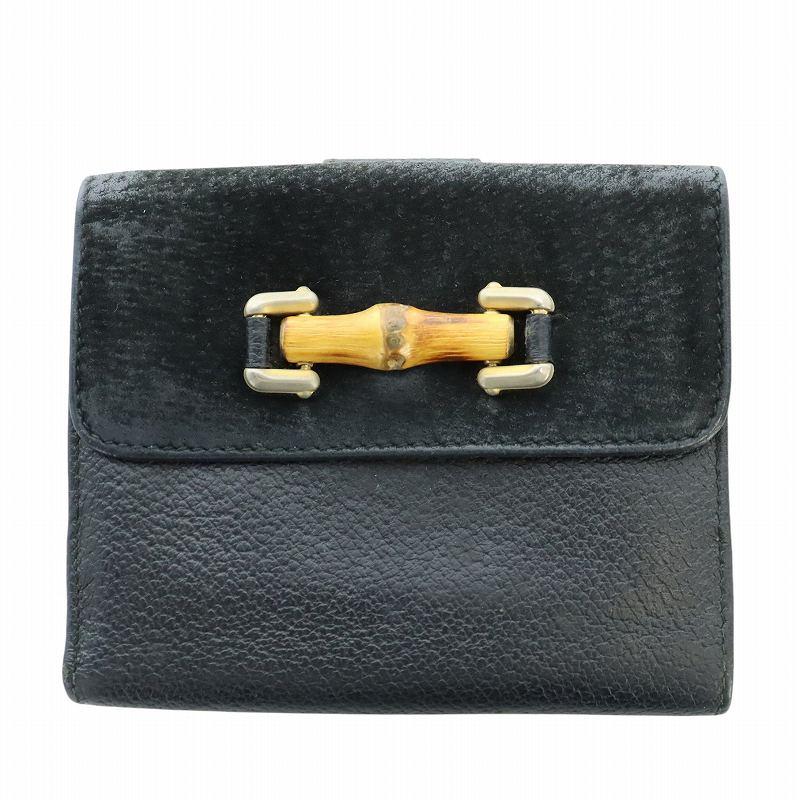 GUCCI グッチ バンブー 二つ折り財布 ウォレット ロゴ レザー スエード 