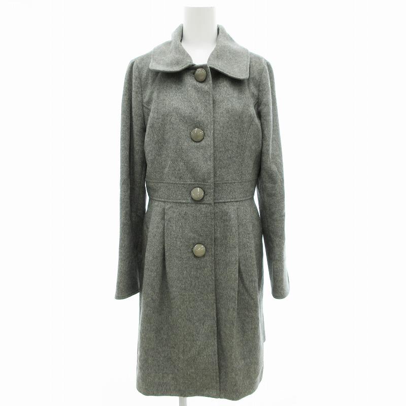 INDIVI(インディヴィ) カシミヤ混 ロングコート 日本製／カシミヤ混】ガウン風ロングコート（ノーカラーコート