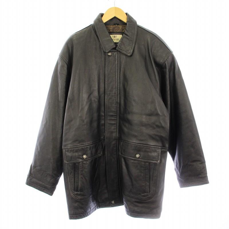 KASCHE レザージャケット 中綿 ステンカラー ジップアップ 羊革 L 黒