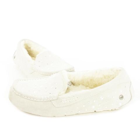 アグ UGG モカシン スエード レザー パール ラインストーン ボア ロゴ