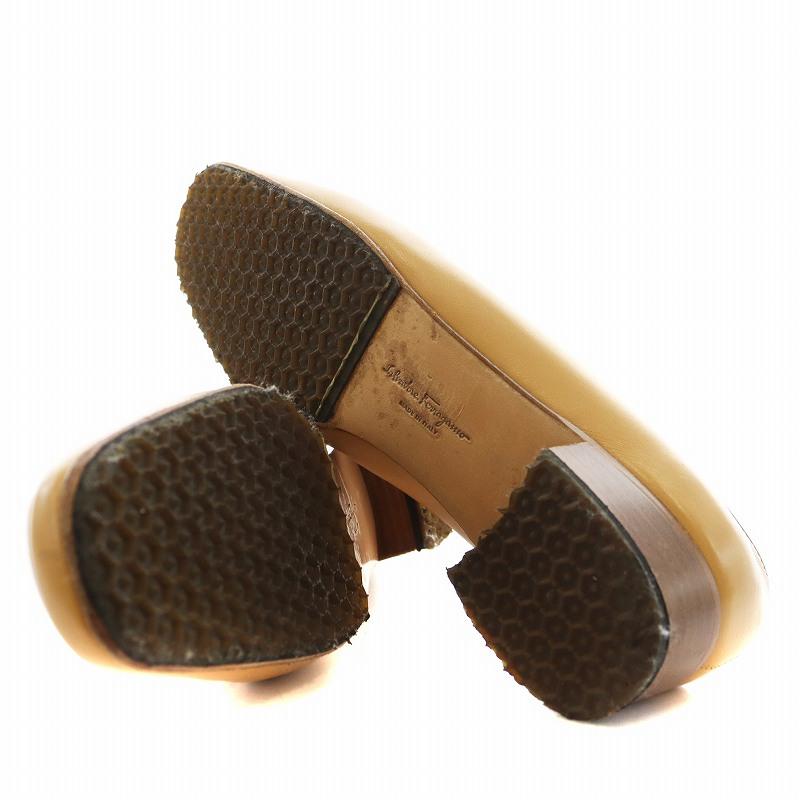 美品Salvatore Ferragamoリザードガンチーニローファー茶5B