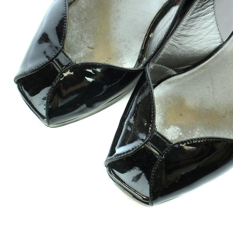 PRADA ウェッジヒールサンダル ブラック エナメル 23.5 23SS】新作