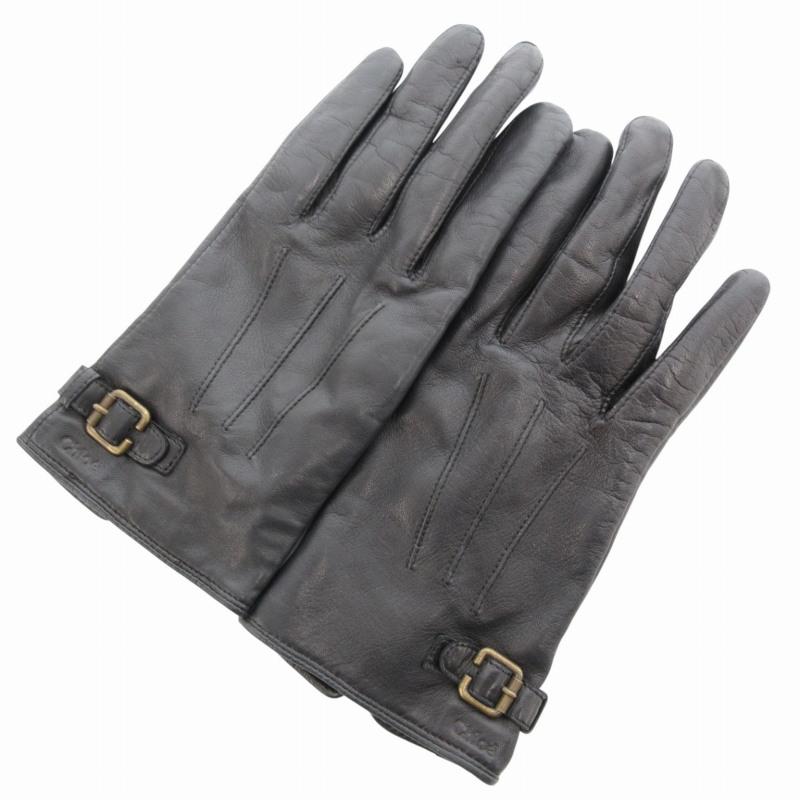 Chloe（クロエ） レザー手袋 グローブ ベルトデザイン 黒 ブラック /GV