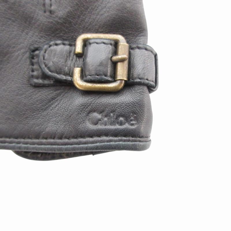 Chloe（クロエ） レザー手袋 グローブ ベルトデザイン 黒 ブラック /GV