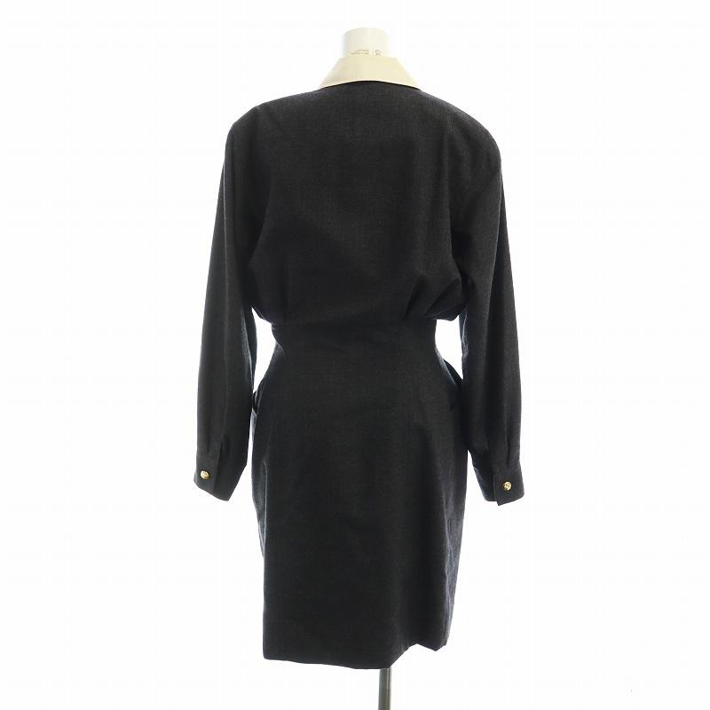 美品 ヴィンテージ フェラガモ ワンピース ヴァラ ボタン 金ボタン ロング 紺 FERRAGAMO（フェラガモ） サルヴァトーレフェラガモ Salvatore