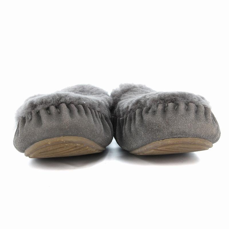 EMU australia ボアモカシンシューズ　ダークグレー EMU Australia エミュー W11200 Dark Grey ボア付きスリッポン リ