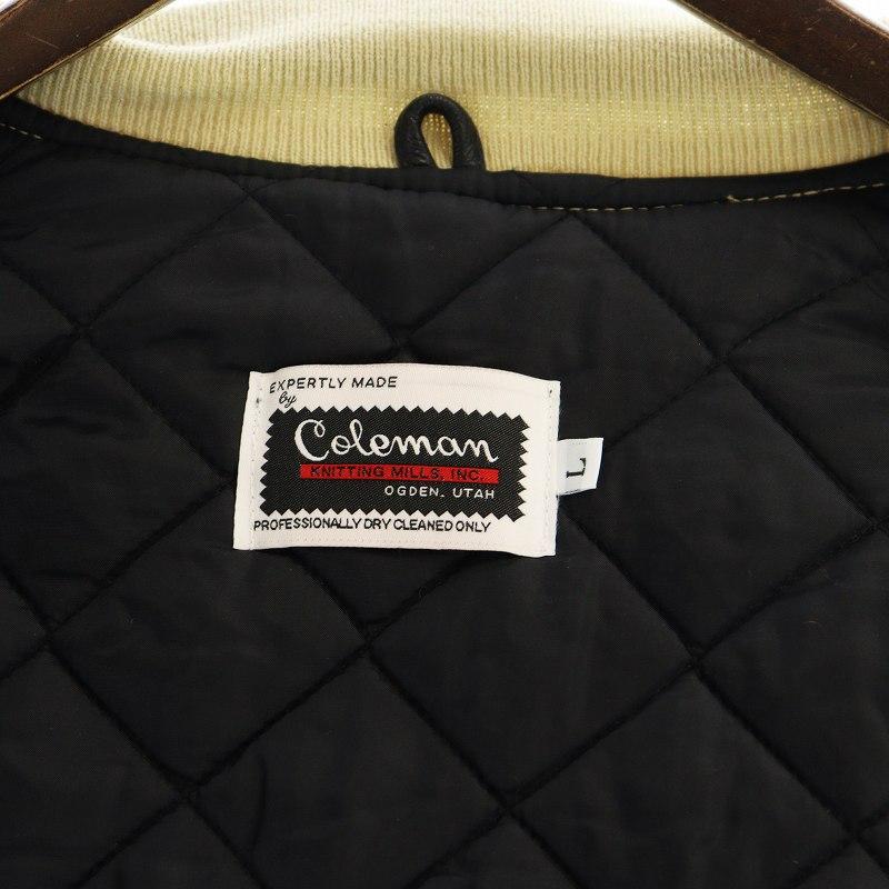 Coleman（コールマン） スタジャン ブルゾン 長袖 切替 レザー ロゴ