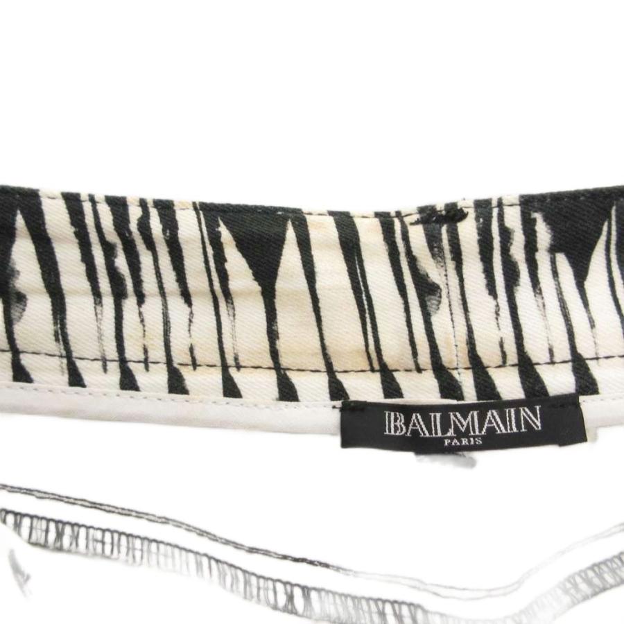 【中古】バルマン BALMAIN スキニーパンツ 総柄 XS 白 ホワイト 黒 ブラック /AE ■GY44 レディース バルマン BALMAIN スキニーパンツ 総柄 XS 白 ホワイト 黒 ブラック
