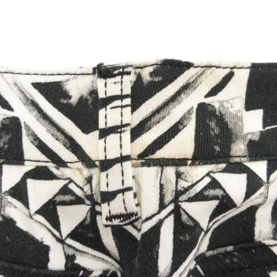 バルマン BALMAIN スキニーパンツ 総柄 XS 白 ホワイト 黒 ブラック  