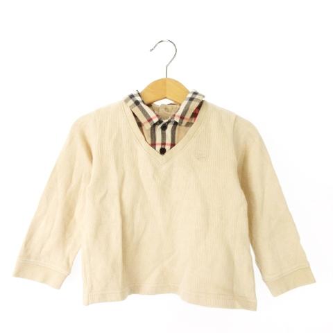 バーバリーベージュ綿ニット90サイズ バーバリー ロンドン BURBERRY LONDON フェイクレイヤードニット