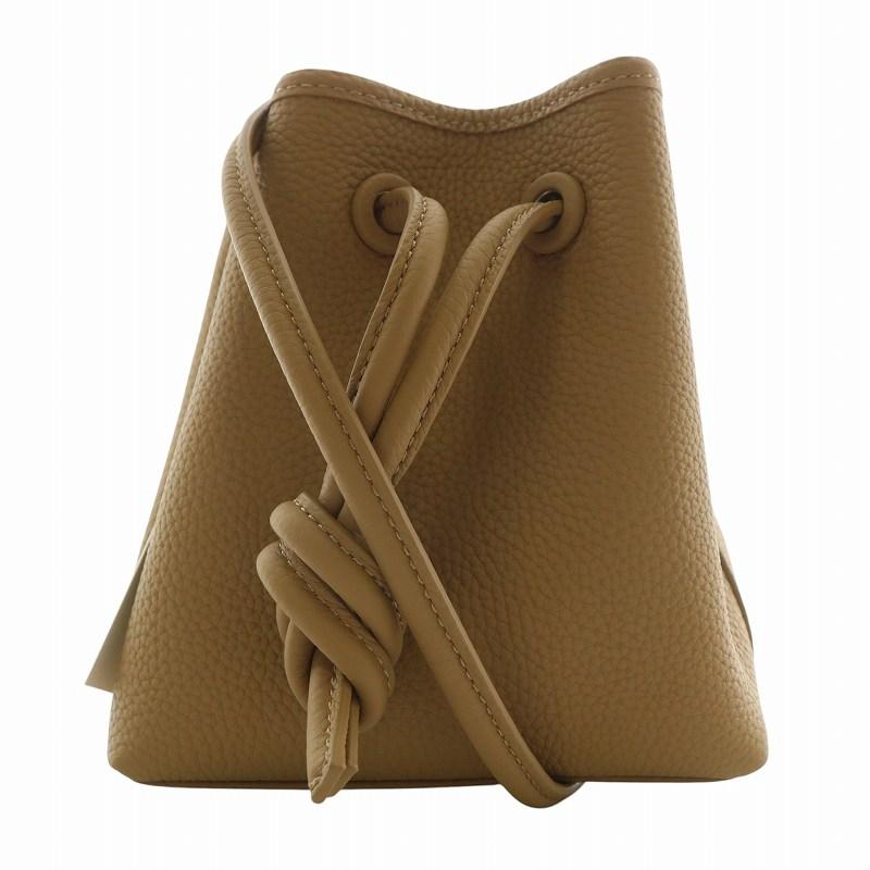 未使用品 ヴァジック VASIC ショルダーバッグ 巾着型 レザー 茶色 