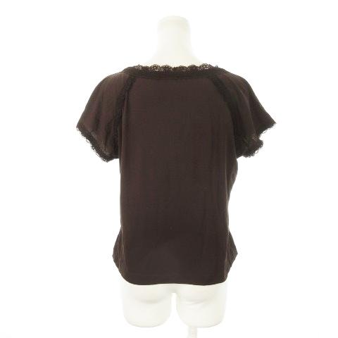 レリアン Leilian カットソー Vネック 半袖 レース メッシュ