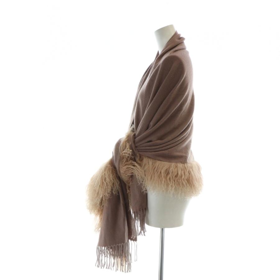 【中古】ASAUCE MELER アソースメレ 大判ストール マフラー カシミヤ ロゴ ラムファー ピンク ■GY04 /MQ ASAUCE MELER（アソースメレ） 大判ストール マフラー カシミヤ ロゴ