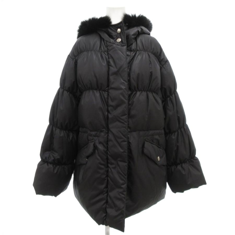 【中古】23区 オンワード樫山 ダウンジャケット ブルゾン フード 38 黒 ブラック ファー付 /GV ■GY03 レディース 23区（ニジュウサンク） オンワード樫山 ダウンジャケット ブルゾン