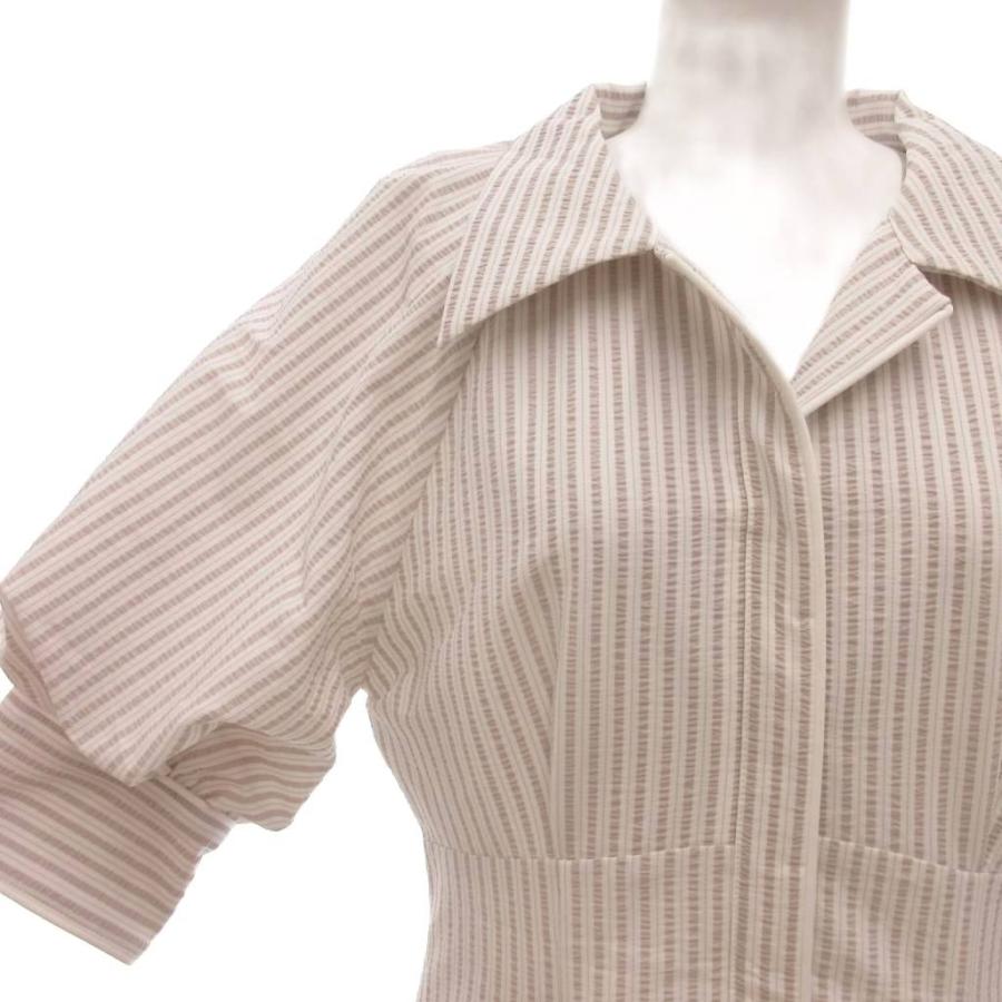 美品　ハーリップトゥ　ワンピース　パフスリーブ　プリーツ　ロング丈 ベルト付き Her lip to ハーリップトゥ 美品 シャツワンピース ストライプ柄