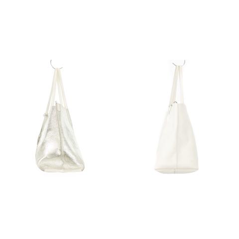 銀座かねまつ リバーシブル　レザートートバッグ　バッグインバッグ付き　シルバー GINZA Kanematsu（銀座かねまつ） リバーシブルレザートートバッグ 本