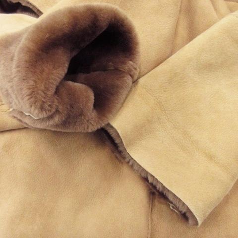 【中古】セオリーリュクス theory luxe ムートンコート スエード 羊革 フーディー ミドル丈 38 M 茶 ブラウン /AH3 theory luxe（セオリーリュクス） ムートンコート スエード 羊革