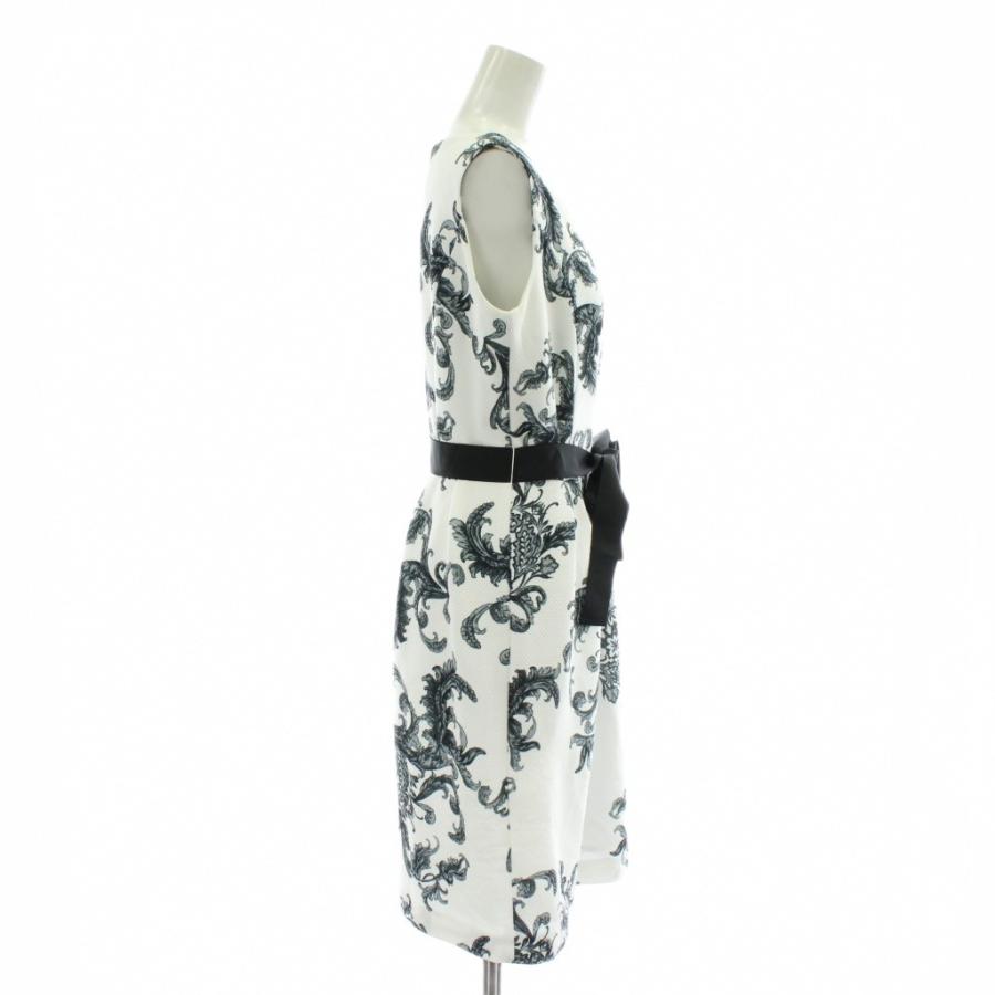 【中古】スーパービューティー Super Beauty ワンピース ノースリーブ ひざ丈 花柄 総柄 40 M 白 ホワイト グレー スーパービューティー Super Beauty ワンピース ノースリーブ ひざ丈