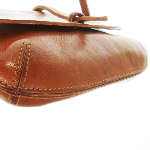 【中古】genten トスカ ショルダーバッグ 2way ウエストバッグ レザー 革 フラップ ベルト ステッチ ロゴ型押し 茶 ゲンテン genten トスカ ショルダーバッグ 2way ウエストバッグ レザー